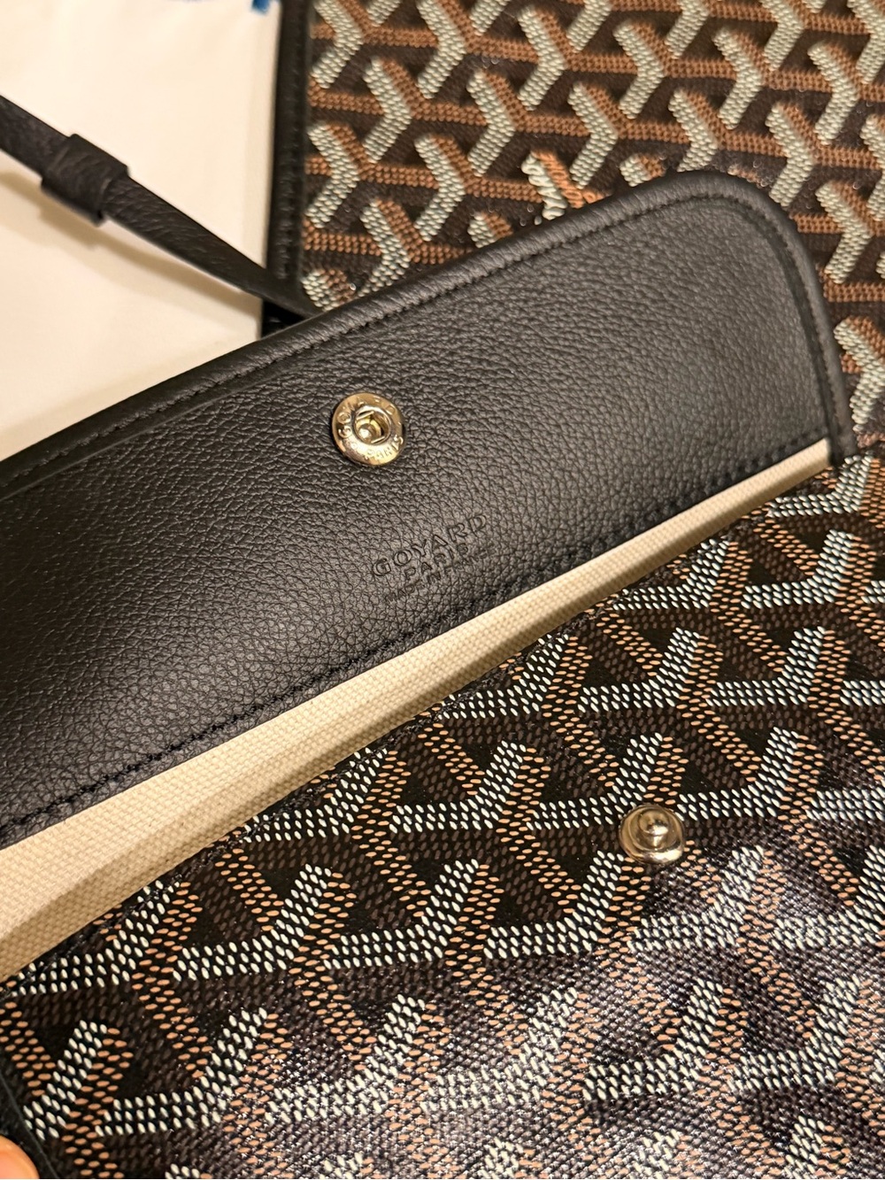 Goyard Saint Louis GM tote in Black and Brown Goyard Canvas - Picture 7 of 16
